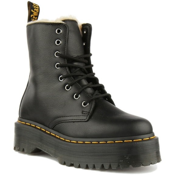 Dr Martens Jadon FL Women's Leather Platform Boot With Zip In Black Size 8.5