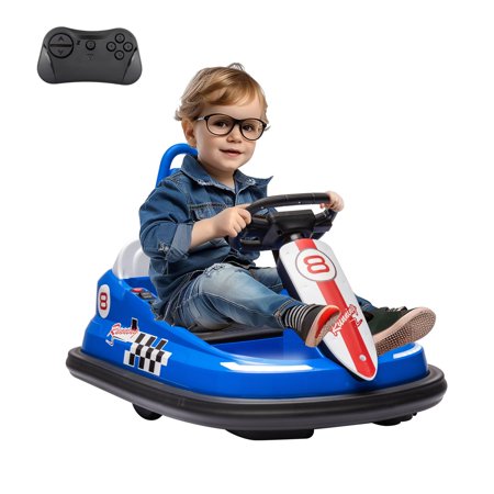 Electric Bumper Car for Toddlers, 6V Electric Ride On Toys for Kids, 1.9 MPH Max Speed, Steering Wheel, 360 Degree Spin, 2-Speeds, Lights, Music & Horn, Birthday Gift for Boys Girls 2-6 Years, Bright