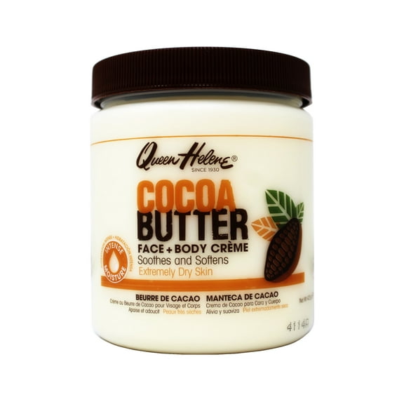Queen Helene Cocoa Butter Crème Face & Body Lotion for Dry Skin, 15 oz