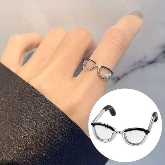 Huepoe Funny Adjustable Glasses Ring for Women, Vintage Copper Open-End Unique Accessory Gift for Wife, Friends