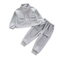 thumbnail image 3 of KYAIGUO 2PCS Toddler Baby Girls Spring Fall Sweatshirt Outfits 1-4Y Solid Color Fashion Zipper Tops Sweatpants with Pockets Tracksuit Clothes Set, 3 of 8