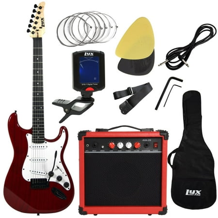 Music Man Guitar Amps - LyxPro Electric Guitar with 20w Amp, Package Includes All Accessories, Digital Tuner, Strings, Picks, Tremolo Bar, Shoulder Strap, and Case Bag Complete Beginner Starter kit Pack Full Size