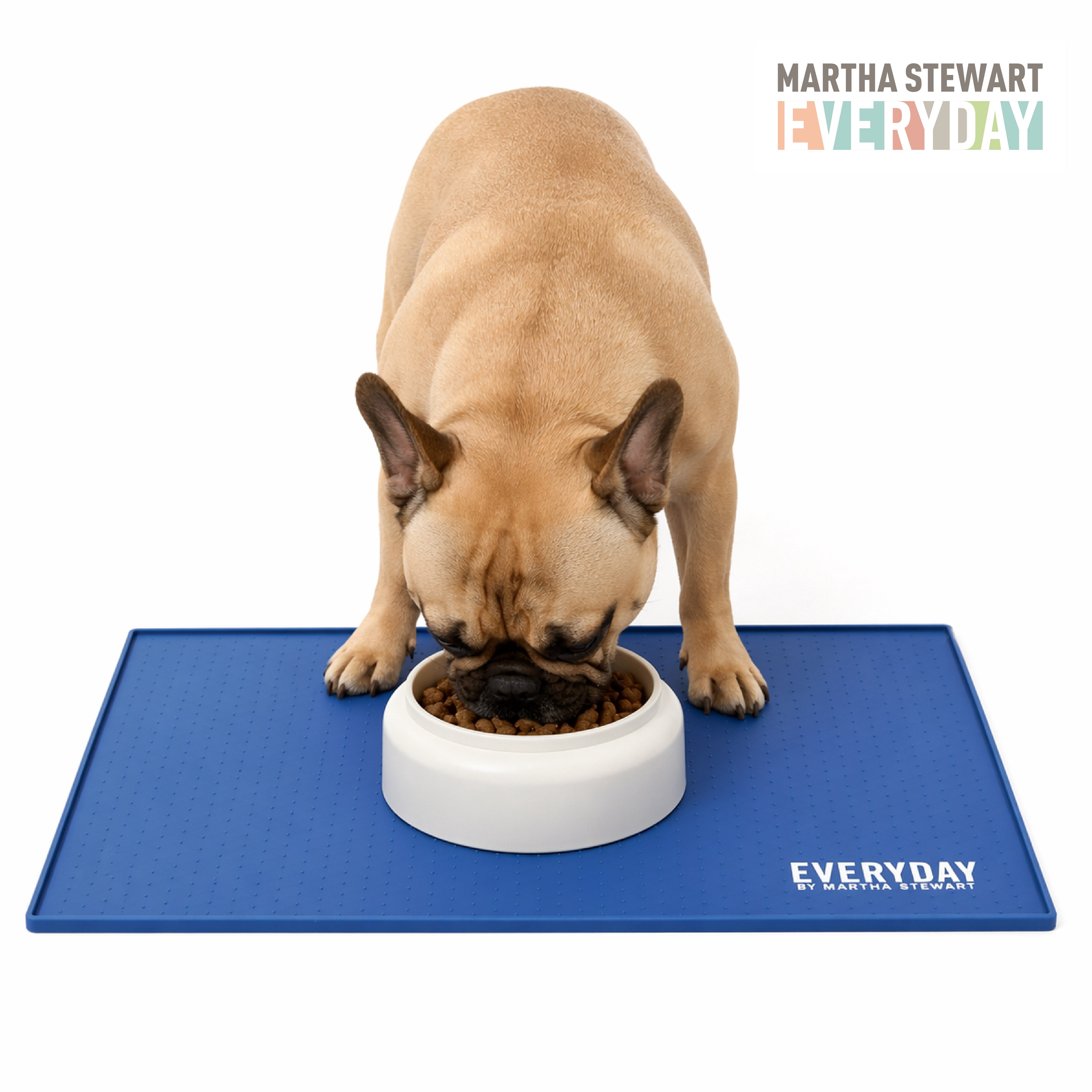 Embossed Silicone Feeding Mat for Pets - Navy, Non-Slip, Large