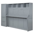 thumbnail image 5 of Euroco Wood Queen Size Murphy Bed with Wardrobe, Convertible Wall Bed wiht Cabinets and Shelves, Gray, 5 of 15