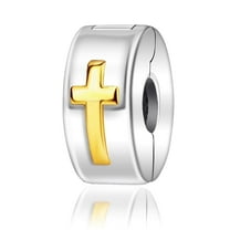 Two Tone Cross Clip Charm for Women Moment Charm Bracelets