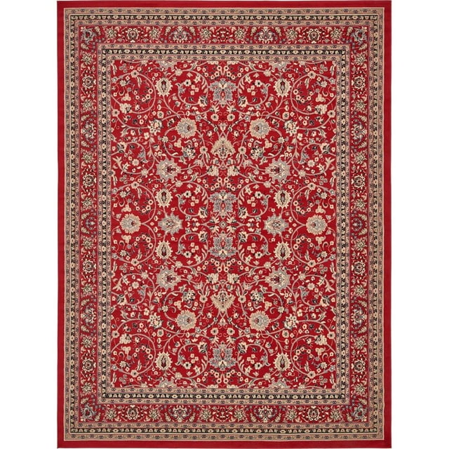 Unique Loom Sialk Hill Persian Floral Rug 9' 10 x 13' Rectangle Red/Ivory