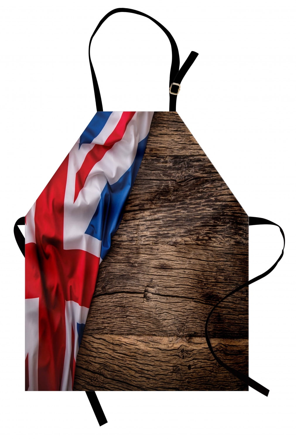Union Jack Apron Flag of United Kingdom on Old Oak Wooden Board English