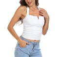 thumbnail image 6 of HDE Women's Halter Top with Built in Bra Basic Summer Tops White S, 6 of 7