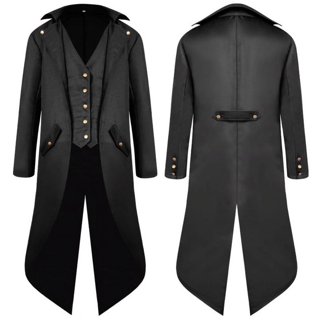 Ropa vintage medieval para hombre, esmoquin vintage punk largo para hombre
