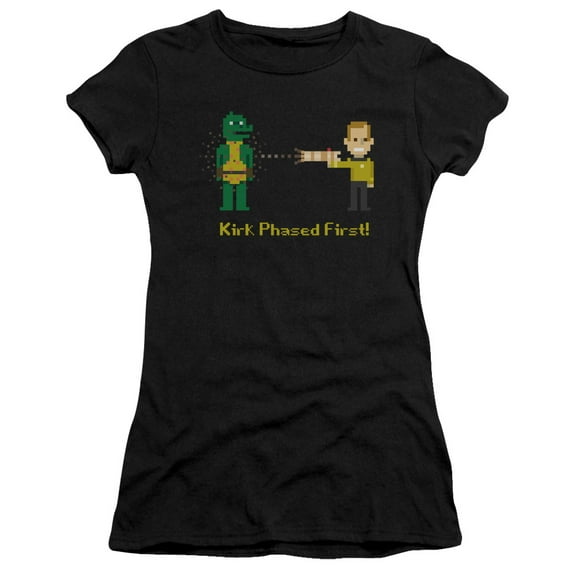Star Trek Kirk Phased First Junior Women's Sheer T-Shirt Black