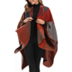 thumbnail image 3 of Capa tipo poncho tipo chal con bloques de colores para mujer, de talla grande, con abertura frontal, suéter largo de invierno, 3 of 5