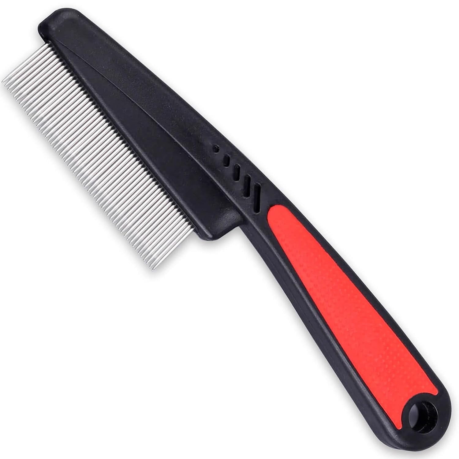 Flea Comb with Rubber Handle, Professional Grooming Comb Pet Hair Comb