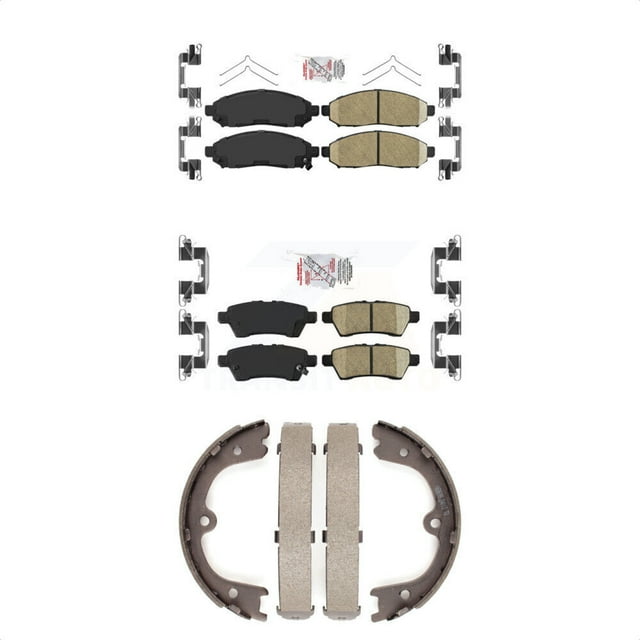 Transit Auto Front Rear Ceramic Disc Brake Pads and Parking Shoes Kit for Car Nissan Pathfinder Xterra KNN-100348