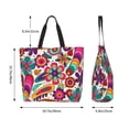 thumbnail image 5 of ZICANCN Spring Blooming Groovy Floral Tote Bag, Grocery Bags Reusable Shopping Bags with Handles Durable Foldable Washable for Women Men, 5 of 8