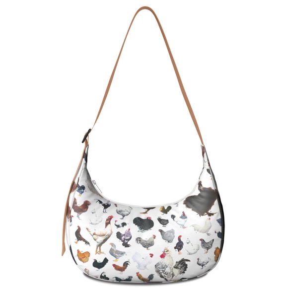 Sac Bandoulière en Croissant de Poulet Mignon pour Femmes Hommes, Motif Poule Poule Poule Poule Poule Œuf Sac d'École, Sac à Dos Rustique pour Voyage Étude