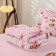 thumbnail image 5 of Manfei Pink Cartoon Bows Zipper Twin Comforter Sets with Fitted Sheet and 2 Pillowcases,Baseball Sport Themed Zipper Bedding Set,Pink Reversible,4 Pieces, 5 of 7