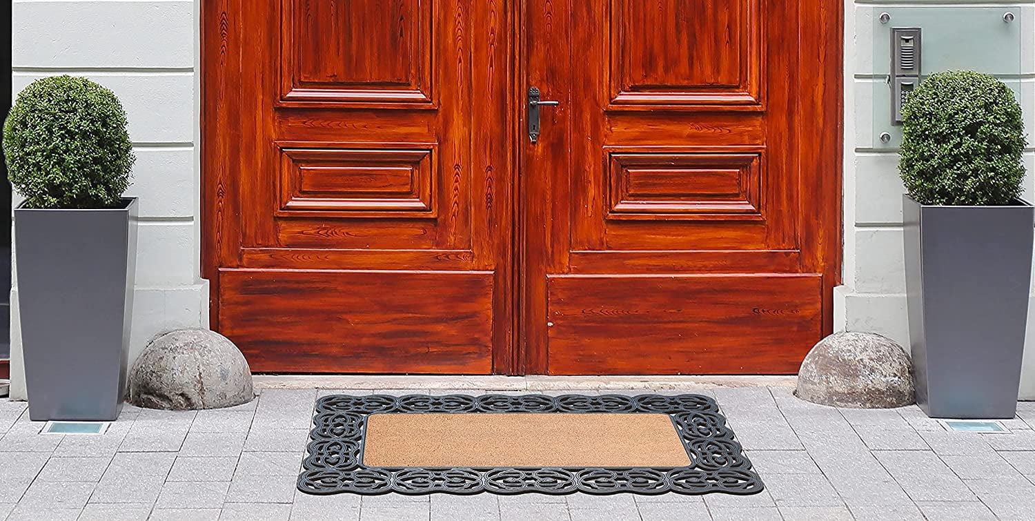 A1HC Natural Coir and Rubber Large Door Mat, 22x48, Thick Durable Doormats for Indoor Outdoor Entrance, Heavy Duty, Thin Profile Door Mat