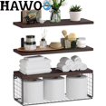 thumbnail image 2 of HAWOO Repisas Flotantes, 3PCS Repisas para Ba&ntilde;o con Cesta de Alambre, Recamara, Cocina, Sala, F&aacute;ciles de Instalar, 40x15.2 CM (Marr&oacute;n), 2 of 8
