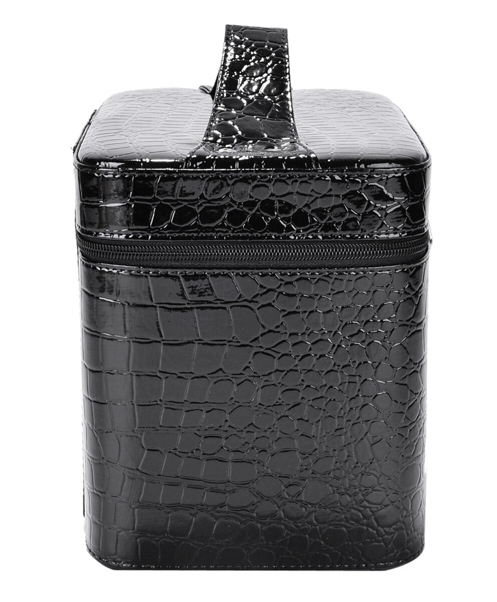 Waterproof Antifouling Cosmetic Boxes, Coofit Faux Leather Travel Cosmetic Tool Bag Makeup Case Jewelry Storage Organizer for Women Girl(Black)