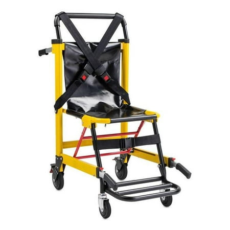 LINE2design EMS Stair Chair 70002-Y Medical Emergency Patient Transfer - 4 Wheel Deluxe Evacuation Chair - Ambulance Transport Folding Stair Chair Lift - Load Capacity: 400 lb.