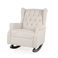 thumbnail image 2 of Noble House Dowd Fabric Tufted Wingback Rocking Chair, Beige and Dark Brown, 2 of 9