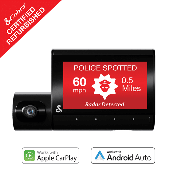 Restored Cobra Smart Dual View Dash Cam SC 220C QHD 1440P Park Live View Mayday CarPlay (Refurbished)