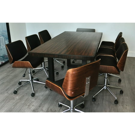 Solis Rebus Reclaimed Wood Table And Bonded Leather Upholstered Solis Rebus Reclaimed Wood Table And Bonded Leather Upholstered Accent Office Chairs 9 Piece Conference