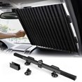 thumbnail image 1 of Bloque de parasol retráctil para parabrisas, 99 % de aislamiento térmico de rayos UV para mantener tu vehículo fresco, protector de visera frontal plegable para coche, camión, SUV con ventosa al vacío Xemadio WMZL-2011-2, 1 of 8