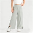 thumbnail image 2 of dazeni Girls Wide Leg Sweatpants Pockets Side Split Quick Dry Athletic High Waisted Baggy Causal Trousers Lightweight Outdoor Camping Green 12 Years, 2 of 6