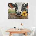 thumbnail image 2 of Creowell Rustic Cow Pictures Wall Decor: Farmhouse Cow Canvas Wall Art Farm Animal Cow with Sunflower on  Print Poster Room Decorations for Home Kitchen Bathroom Bedroom  16x12in, 2 of 6