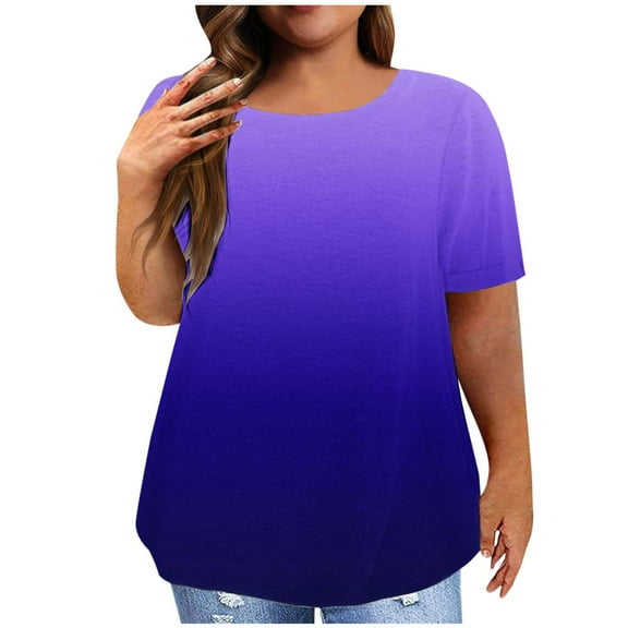 Patlollav Plus Size Shirts For Women Summer Tie Dye Short Sleeve Tshirt Cozy Crewneck Tunic Tops 2024 Classic Work Tee Shirts