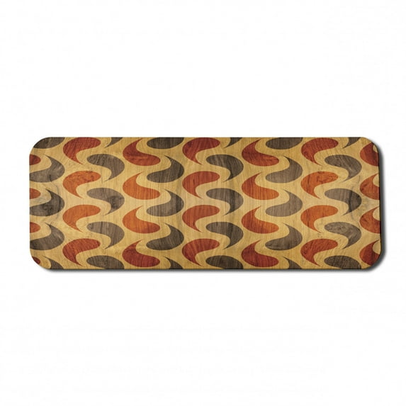 Rustic Computer Mouse Pad, Abstract Style Tadpole Patterns Tiling of Wavy Shapes Ornamental Artwork Print, Rectangle Non-Slip Rubber Mousepad Large, 31" x 12" Gaming Size, Brown Black, by Ambesonne