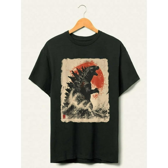 Retro Vintage Japanese Godzilla Great Wave T-Shirt