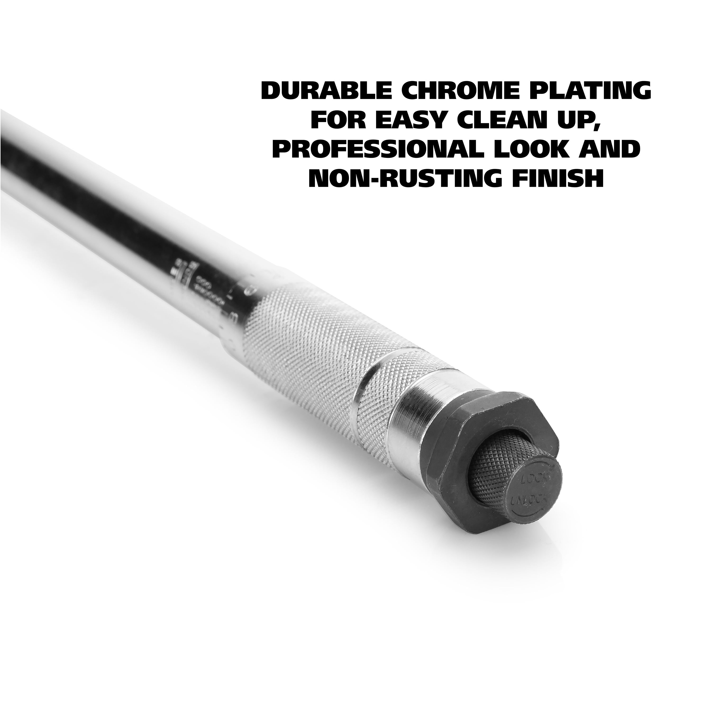 GreatNeck Click Style Torque Wrench, Chrome Plated Alloy Steel, 1/2" Drive, 30 to 150 ft/lb Range