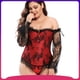 thumbnail image 1 of Vestido de noche europeo y americano con escote en forma de espiga, fruncido en la cintura, abdomen, pecho, cuello recto, manga media, corsé moldeador de cuerpo, 1 of 5