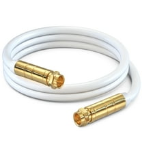 Coaxial Cable RG6 Coax Cord 2 Feet (White), Triple Shielded Wire CL3 F-Type Connectors