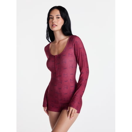 Peanuts Snoopy Women's and Women's Plus Gothic One Piece Sleep Romper, Sizes XS-3X