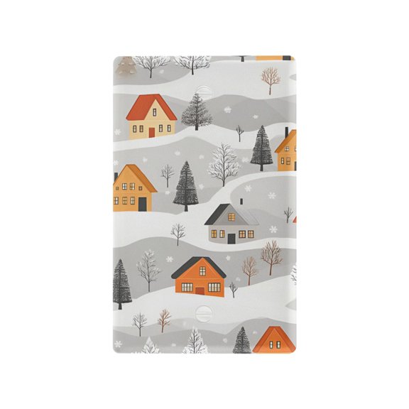 Yayeee Blank Wall Plate Cover 1-Gang 4.5"x2.7" Home Unused Decorative Outlet, Orange Snow Houses