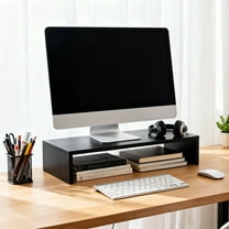 Fabulas Wooden Monitor Stand Riser for Desk, 20-Inch Computer Monitor Stand for Desktops and Laptops, Desk Riser and Organizer to Maximize Workspace for Home and Office