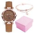 thumbnail image 2 of enjoywould 1 Set Quartz Watch Round Dial Rhinestone Inlay Soft Strap Rich Color Optional Wrist Wear Fashion Ladies Casual Watch Bracelet Two-Piece Set Birthday Gift, 2 of 5
