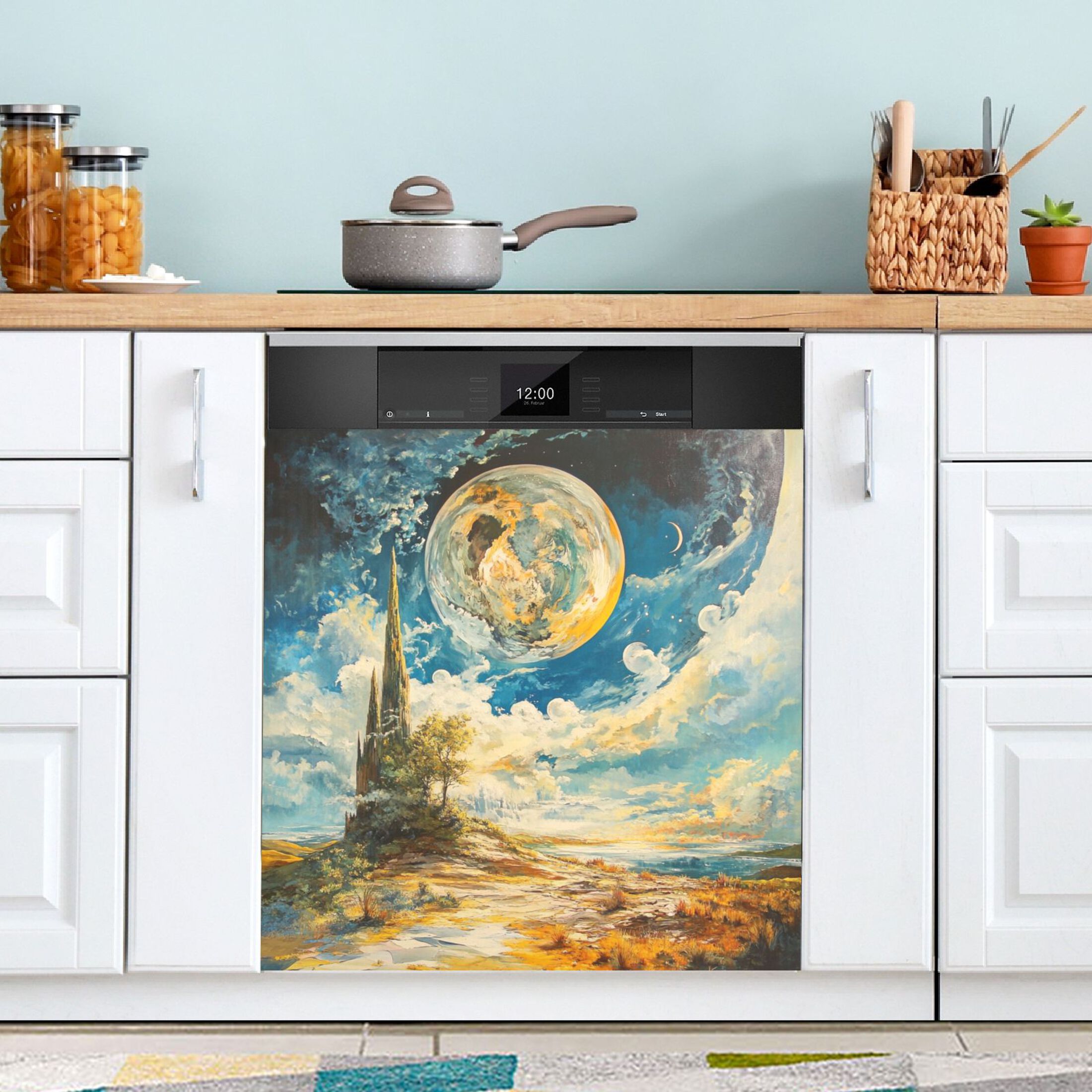 Dishwasher Magnetic Sticker 23x26 Inch Refrigerator Magnetic Sticker Washing Machine Magnetic Sticker Kitchen Panel Magnetic Sticker Home Decor Super Cool Moon