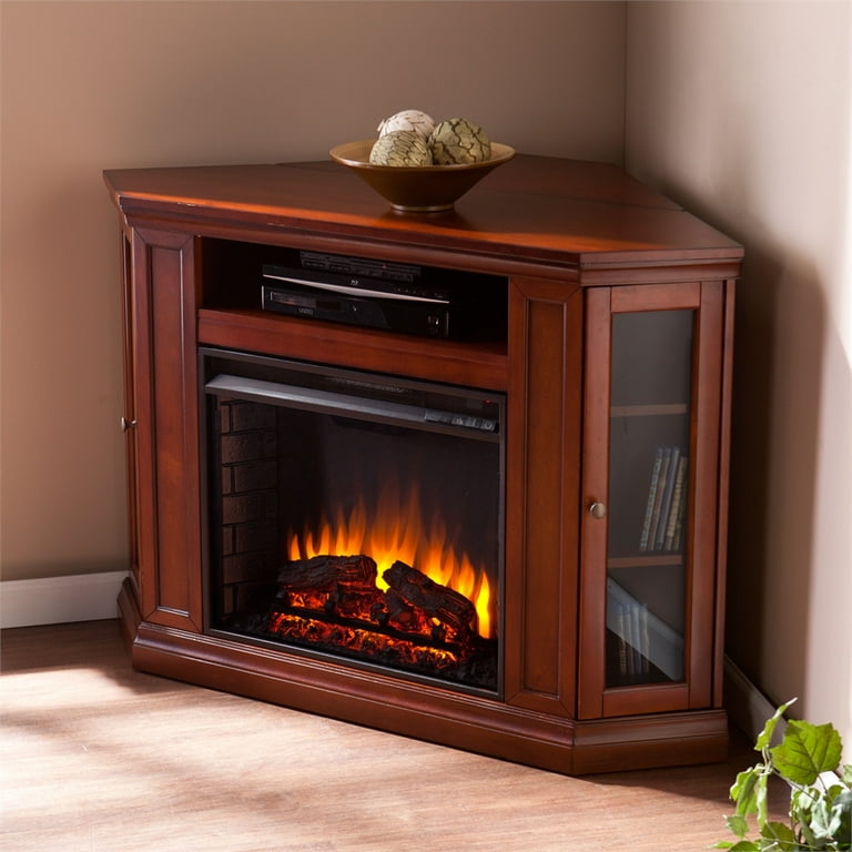 SEI Claremont Brown Mahogany Media Console with Electric Fireplace -  Walmart.com