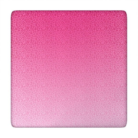 Pink Gradient Leopard Print Square Fitted Tablecloth with Elastic Edge,Square Table Cover,Washable Elastic Table Cover for Home Kitchen Party Decor 34"x34"