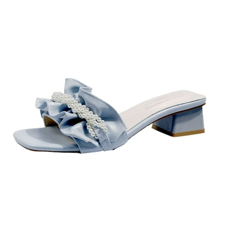 

Womens Sandals Sandals for Women Ladies Chunky Heel High Heel Bownot Casual Shoes Women S Sandals Pu Sky Blue 38