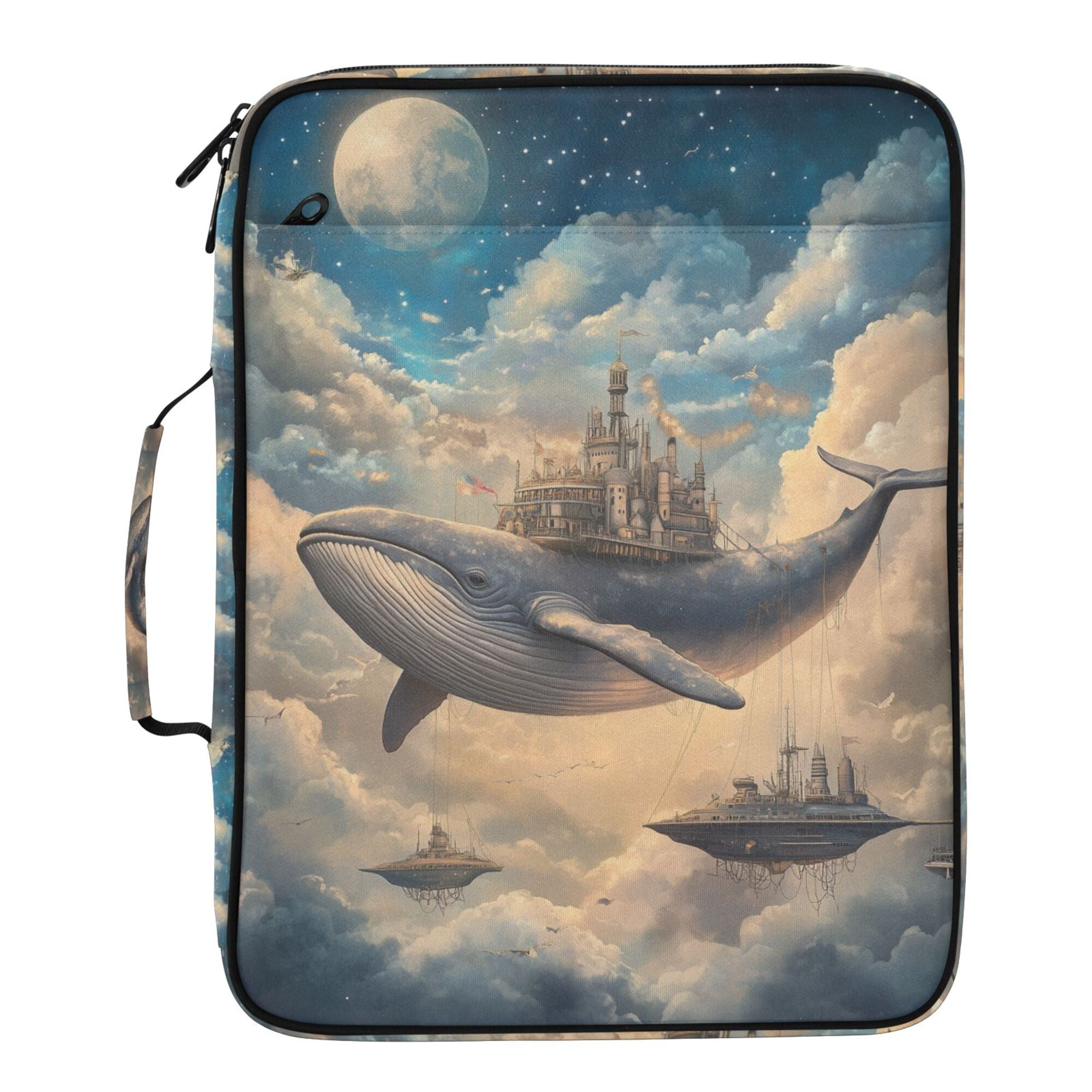 FORMRS Accordion File Folder A4 Size 7-Pocket Expanding Document Organizer Bag with 3 Ring Binder, Floating Whale