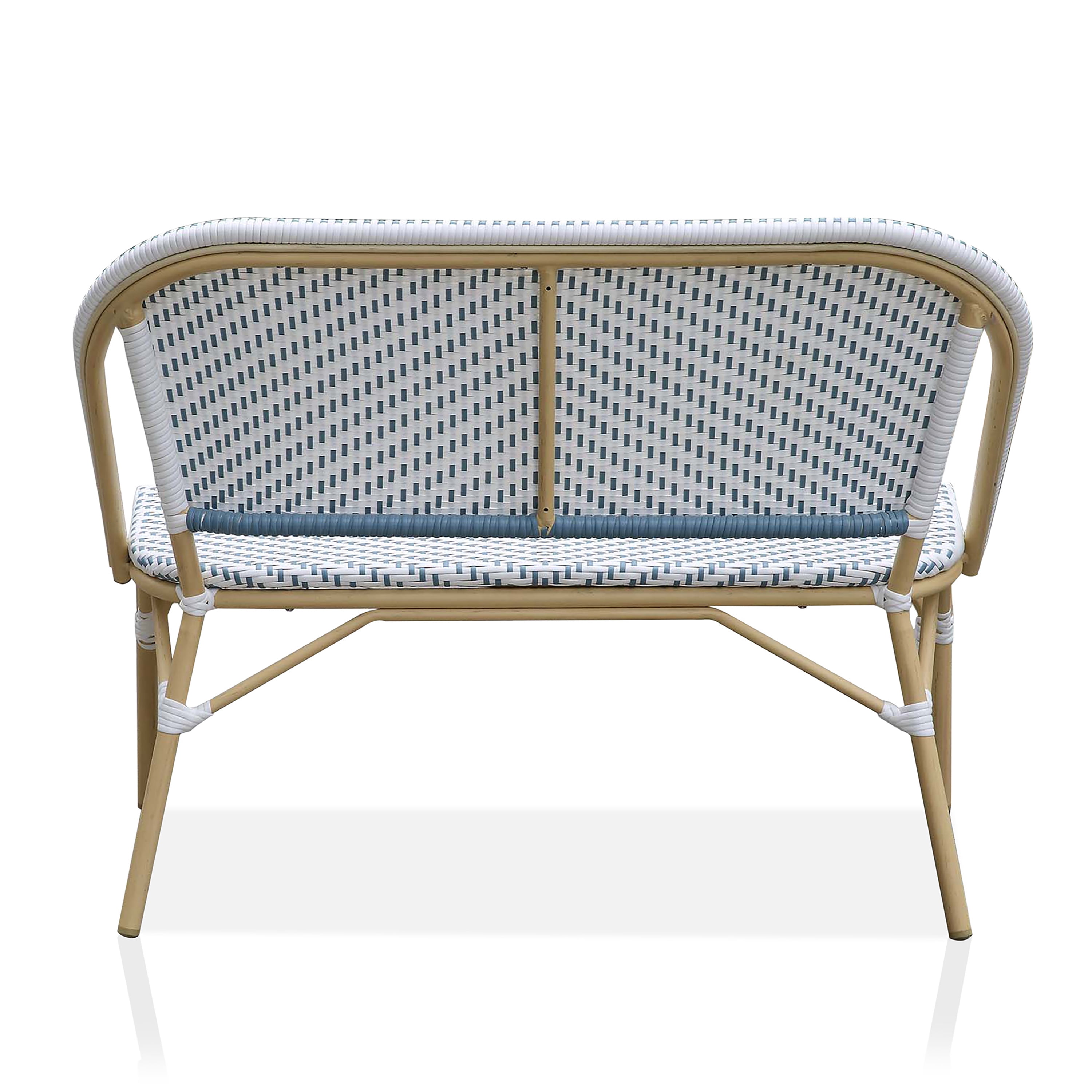 Furniture of America Cruz Faux Rattan Outdoor Loveseat - Blue