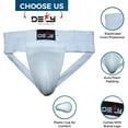 thumbnail image 3 of DEFY Jockstrap Men Groin Guard- MMA, Boxing, Martial Art, Kick Boxing, Muay Thai, Cricket Protector, White, XL, 3 of 5