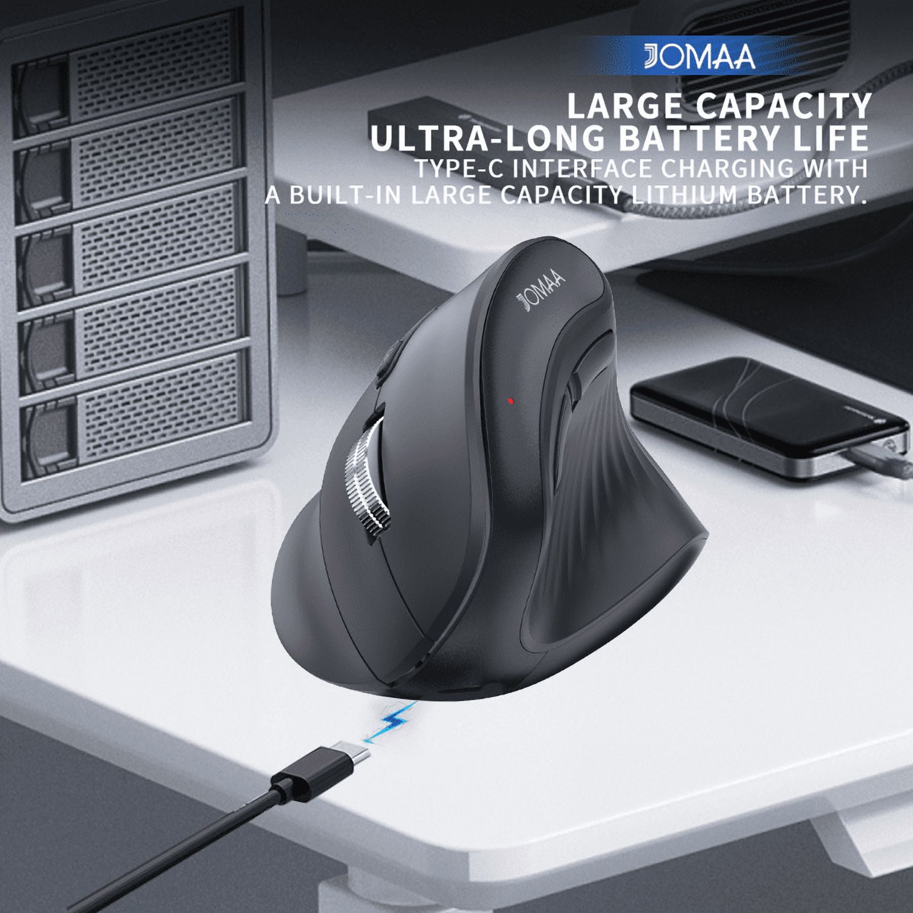 JOMAA Right Hand RGB Backlit Vertical Wireless Mouse for Computer Laptop Bluetooth Ecrognomic Mice Slinet Click