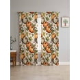 thumbnail image 4 of Sheer Curtains 72 Inches Long 2 Panels, Fall Thanksgiving Orange Pumpkin Rod Pocket Curtain Voile Draperies, Green Leaves Retro Linen Light Filtering Window Treatment for Living Room Kitchen Bedroom, 4 of 8