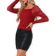 thumbnail image 4 of INSPIRAR CHIC Blusas de Malla con Mangas Largas y Brillo para Mujeres, Cortas, Color Rojo Oscuro, 4 of 5